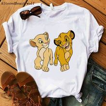 Load image into Gallery viewer, The Lion King Cartoon Print Short Sleeve T Shirt Women Two