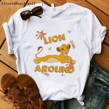 Load image into Gallery viewer, The Lion King Cartoon Print Short Sleeve T Shirt Women Two