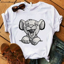 Load image into Gallery viewer, The Lion King Cartoon Print Short Sleeve T Shirt Women Two