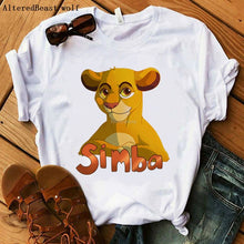 Load image into Gallery viewer, The Lion King Cartoon Print Short Sleeve T Shirt Women Two