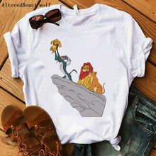 Load image into Gallery viewer, The Lion King Cartoon Print Short Sleeve T Shirt Women Two