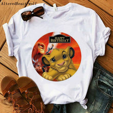 Load image into Gallery viewer, The Lion King Cartoon Print Short Sleeve T Shirt Women Two