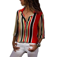 Load image into Gallery viewer, 2019 New Fashion Print Women Blouses Long Sleeve Turn-down