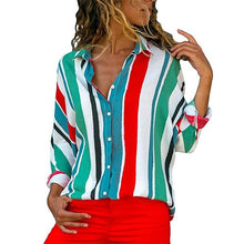 Load image into Gallery viewer, 2019 New Fashion Print Women Blouses Long Sleeve Turn-down