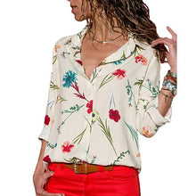 Load image into Gallery viewer, 2019 New Fashion Print Women Blouses Long Sleeve Turn-down