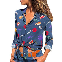 Load image into Gallery viewer, 2019 New Fashion Print Women Blouses Long Sleeve Turn-down