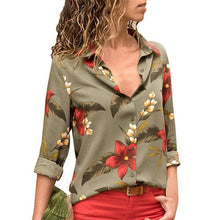 Load image into Gallery viewer, 2019 New Fashion Print Women Blouses Long Sleeve Turn-down