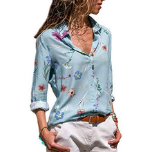 Load image into Gallery viewer, 2019 New Fashion Print Women Blouses Long Sleeve Turn-down