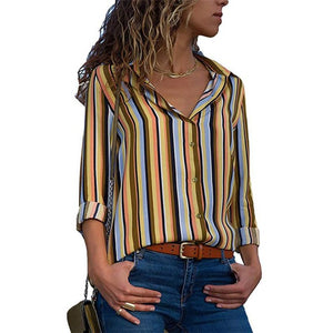 2019 New Fashion Print Women Blouses Long Sleeve Turn-down