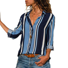 Load image into Gallery viewer, 2019 New Fashion Print Women Blouses Long Sleeve Turn-down