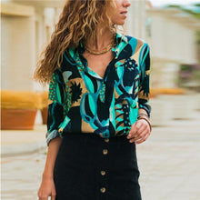 Load image into Gallery viewer, 2019 New Fashion Print Women Blouses Long Sleeve Turn-down