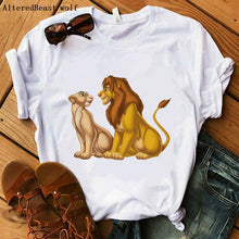 Load image into Gallery viewer, The Lion King Cartoon Print Short Sleeve T Shirt Women Two