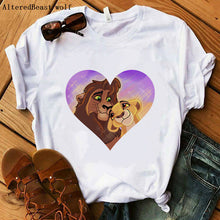 Load image into Gallery viewer, The Lion King Cartoon Print Short Sleeve T Shirt Women Two