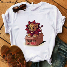 Load image into Gallery viewer, The Lion King Cartoon Print Short Sleeve T Shirt Women Two