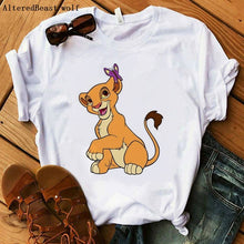 Load image into Gallery viewer, The Lion King Cartoon Print Short Sleeve T Shirt Women Two