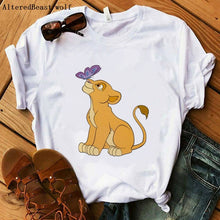 Load image into Gallery viewer, The Lion King Cartoon Print Short Sleeve T Shirt Women Two