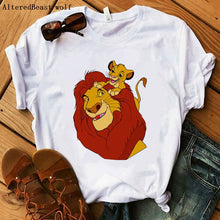 Load image into Gallery viewer, The Lion King Cartoon Print Short Sleeve T Shirt Women Two