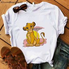 Load image into Gallery viewer, The Lion King Cartoon Print Short Sleeve T Shirt Women Two