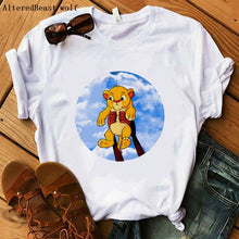 Load image into Gallery viewer, The Lion King Cartoon Print Short Sleeve T Shirt Women Two