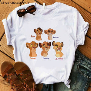 The Lion King Cartoon Print Short Sleeve T Shirt Women Two