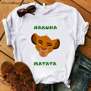 The Lion King Cartoon Print Short Sleeve T Shirt Women Two