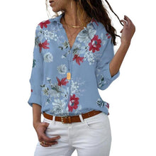 Load image into Gallery viewer, Long Sleeve Women Blouses 2019 Plus Size Turn-down Collar Blouse Shirt Casual Tops Elegant Work Wear Chiffon Shirts 5XL