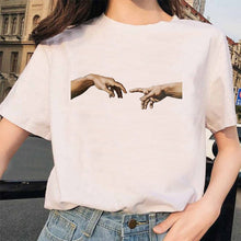 Load image into Gallery viewer, New Michelangelo T Shirt Ulzzang Hands Femme Vintage Women Harajuku Tshirt 90s Aesthetic Female Aesthetic Grunge Graphic T-shirt