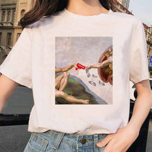 Load image into Gallery viewer, New Michelangelo T Shirt Ulzzang Hands Femme Vintage Women Harajuku Tshirt 90s Aesthetic Female Aesthetic Grunge Graphic T-shirt