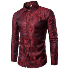 Load image into Gallery viewer, Banquet Wedding Shirt Party Shirt Bar Nightclub Shirt  Men Shirt Bright long Shirt tPaisley Shirt Men Long sleeved Shirt