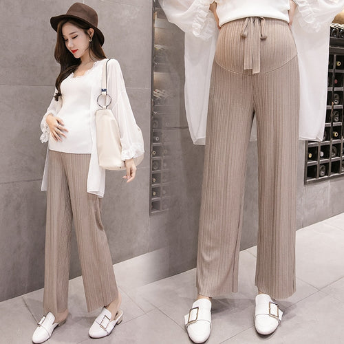 Pregnant Women's Gentle Wind Knitted High Waist Sagging Wide-legged Trousers Pants Pleated Mujer Maternity Pregnancy Clothes