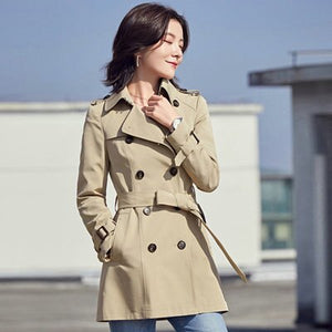 Autumn New High Quality Windbreaker Woman 2019 Fashion Slim Classic Double Breasted Trench Coat Business Outerwear Women Clothes