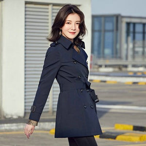 Autumn New High Quality Windbreaker Woman 2019 Fashion Slim Classic Double Breasted Trench Coat Business Outerwear Women Clothes