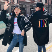 Load image into Gallery viewer, 2019 Hip Hop Bomber Coat Women Clothes Letter Print Trench Coat Fashion Hooded Oversize Winderbreaker Handsome Coat Woman 343