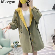 Load image into Gallery viewer, 2019 Casual Trench Coats Spring Autumn Women&#39;s Clothes Middle Long Harajuku style BF Girls Outerwear Plus Size Windbreaker  V465