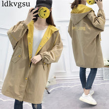 Load image into Gallery viewer, 2019 Casual Trench Coats Spring Autumn Women&#39;s Clothes Middle Long Harajuku style BF Girls Outerwear Plus Size Windbreaker  V465