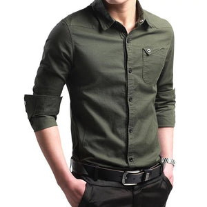 M-5XL plus Size New Thin Breathable Military Men Shirts