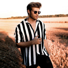 Load image into Gallery viewer, Men Summer Fashion Striped Shirts Top Harajuku Casual Short