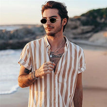 Load image into Gallery viewer, Men Summer Fashion Striped Shirts Top Harajuku Casual Short